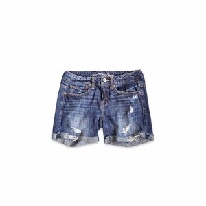 American Eagle Low Rise Distressed 5" Raw Hem Jean Shorts 100% Cotton Size 0